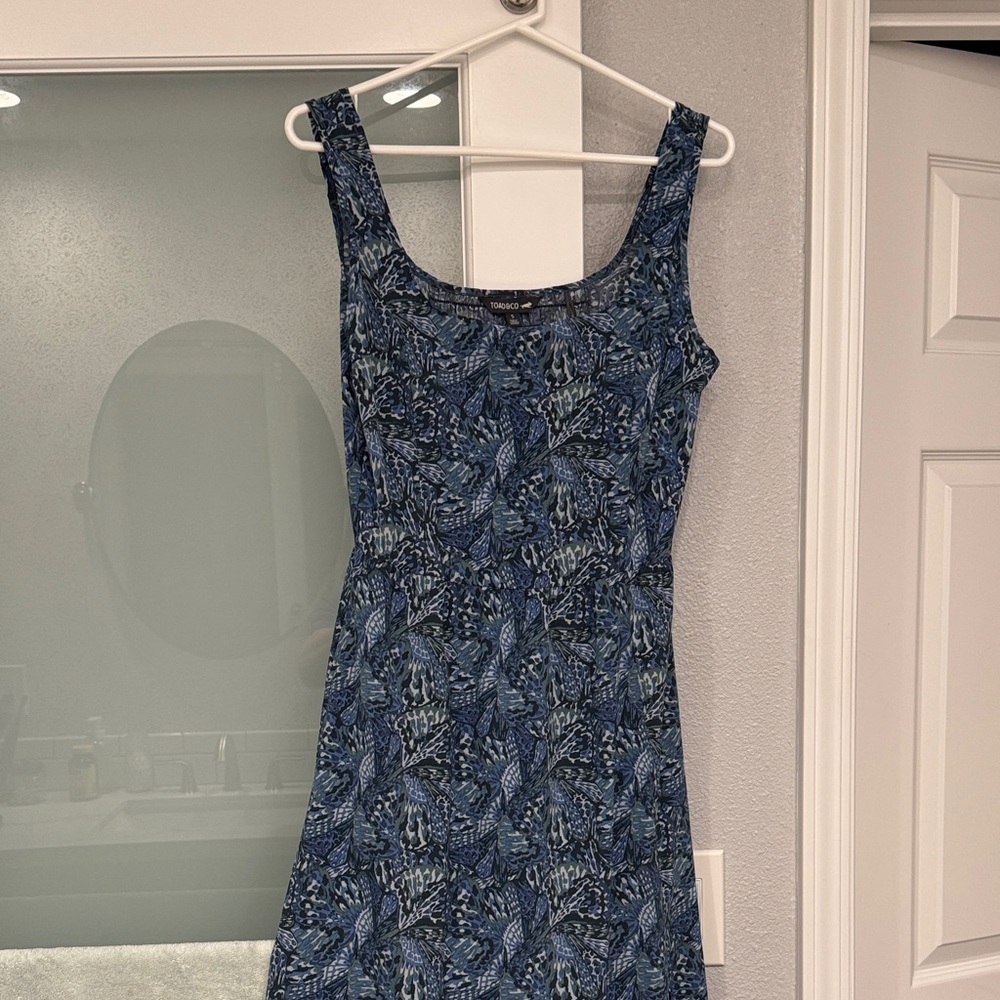 Toad&Co Blue Leaf Print Midi Dress